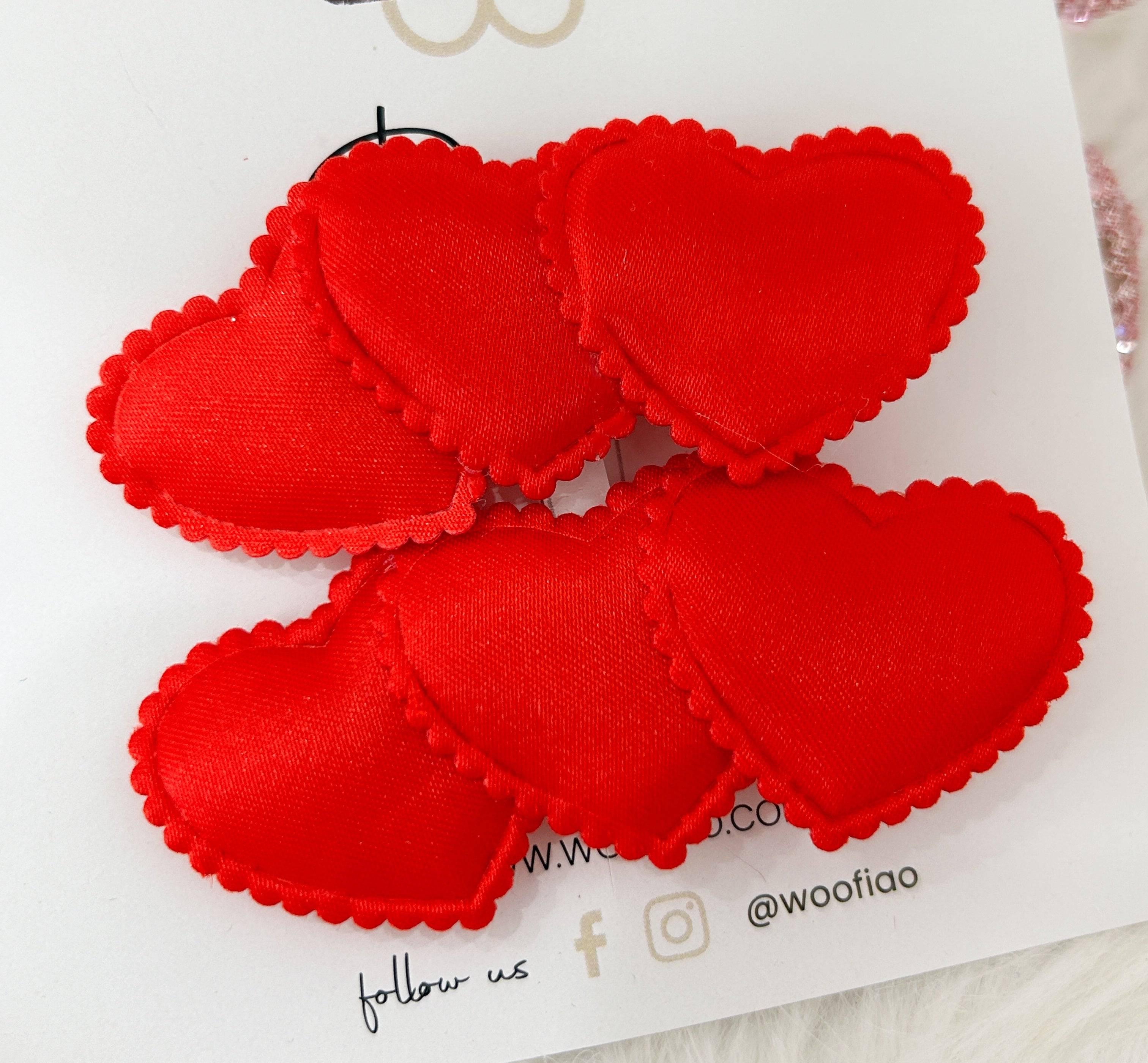 Red Hearts Hair Bow - Woofiao
