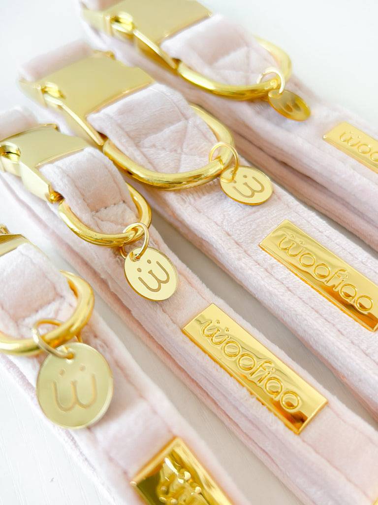 Cotton Pink Velvet Dog Collar - Woofiao