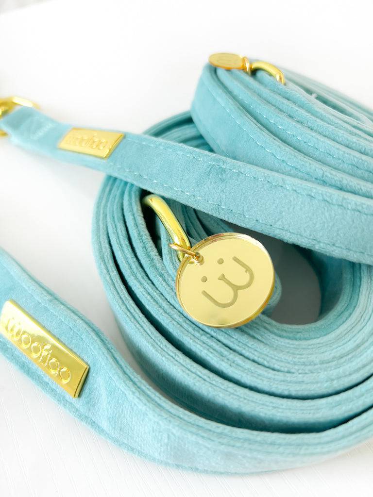 Cotton Blue Velvet Leash - Woofiao