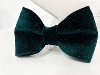 Thumbnail for Evergreen Glitter Velvet Bow Tie