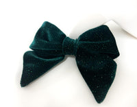 Thumbnail for Evergreen Glitter Velvet Hair Bow