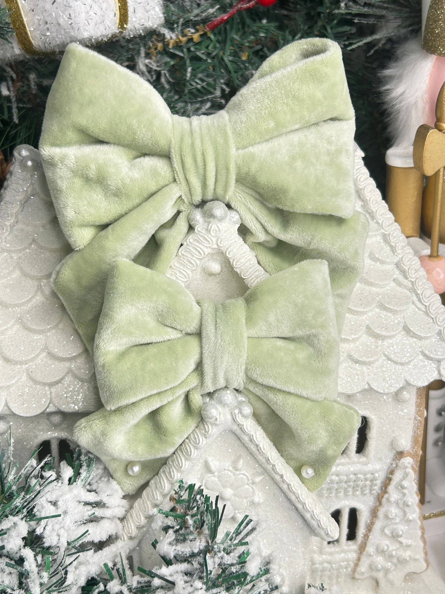 Olive Velvet Sailor Bow Tie - Woofiao